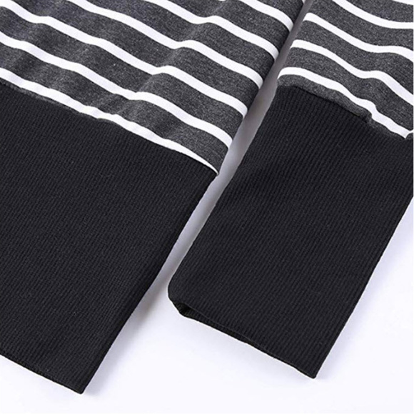 black & white striped v neck cardigan size Large - Picture 6 of 7